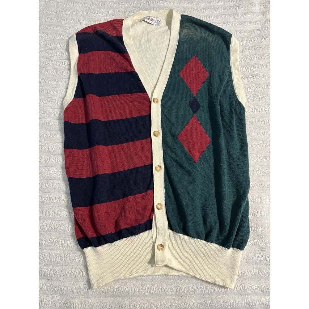 Clark & Gregory Sweater Vest Men XL Extra Large 100% Cotton Made In Scotland